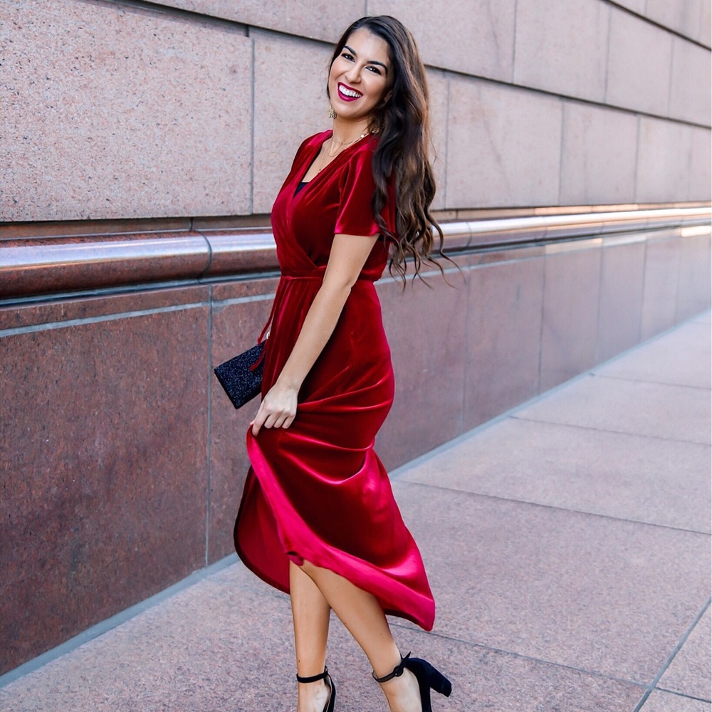 Red Velvet Midi Dress